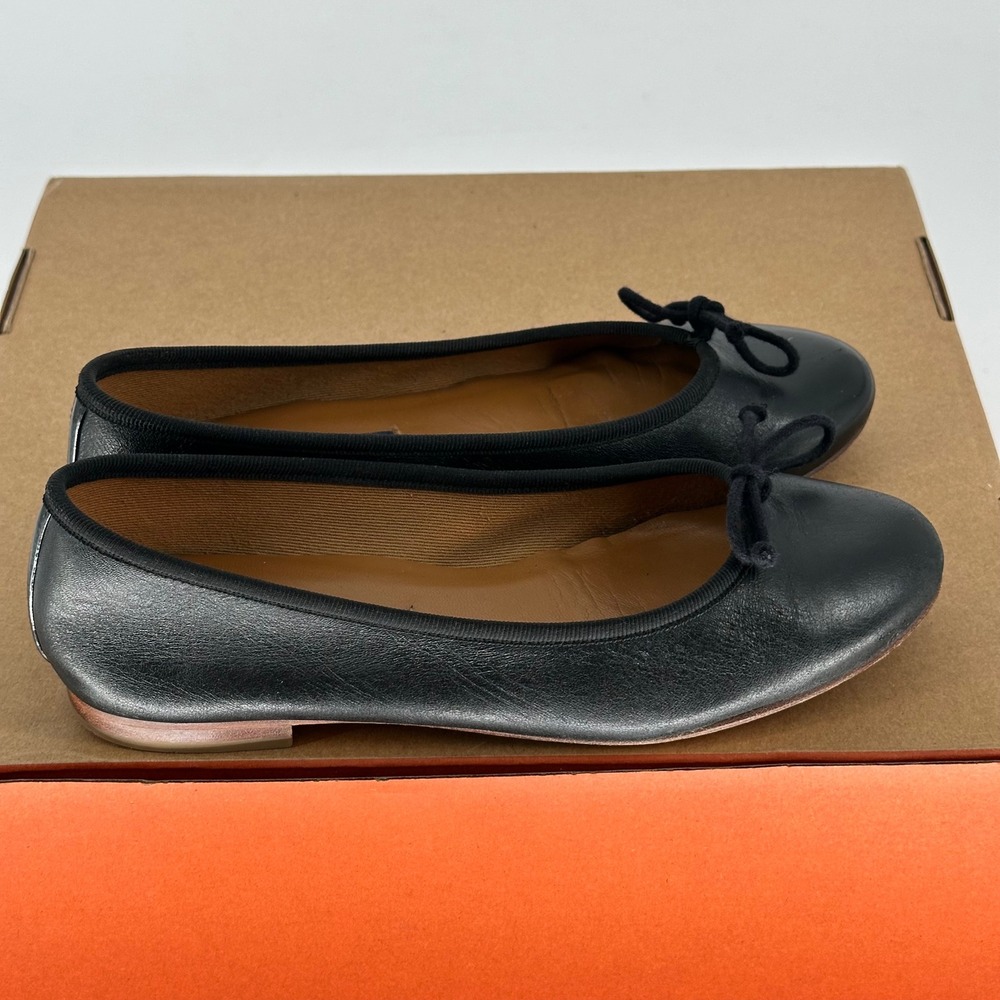 Margaux The Demi Black Nappa Leather Classic Chic Bow Ballet Flat Women's 37 N - Picture 4 of 10